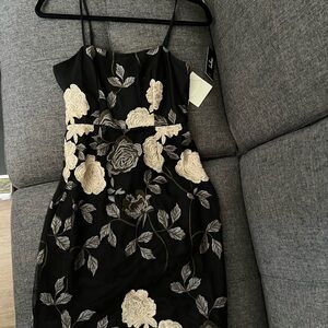 Lulu's Black and Cream Spaghetti Strap Mini Dress
